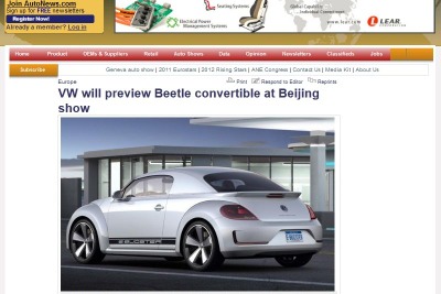 【北京モーターショー12】VW ザ・ビートル にカブリオレ登場か 画像