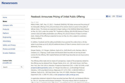 Facebook、18日に上場決定…1株38ドル 画像