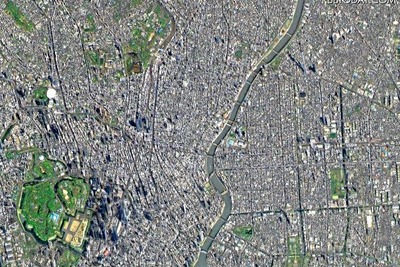 東京スカイツリーを人工衛星から眺めると… 画像