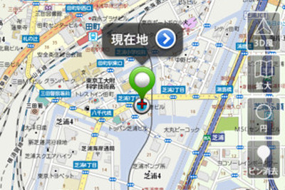 iPhoneアプリ、地図マピオンがバージョンアップ…周辺検索機能などを追加  画像