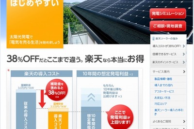 楽天、太陽光発電・普及ビジネスモデル事業の実証を福島県で開始 画像
