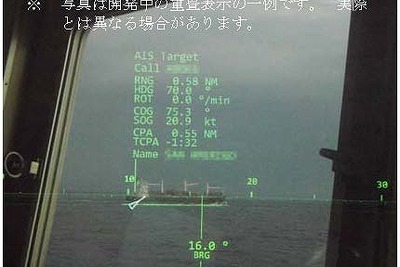 海上技術安全研究所、他船情報を可視化する舶用ヘッドアップディスプレイを公開 画像
