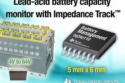 日本TI、鉛酸バッテリ向けの高精度バッテリ管理/残量計ICを発表 画像