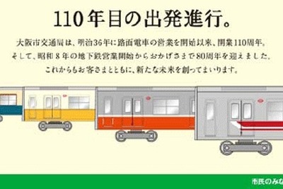 大阪市交通局、御堂筋線で「復刻ラッピング列車」運転…往年の車両を再現 画像