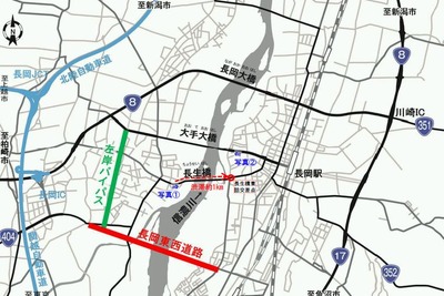 新潟長岡東西道路と左岸バイパス、11月24日開通…28年ぶりの信濃川新橋も 画像