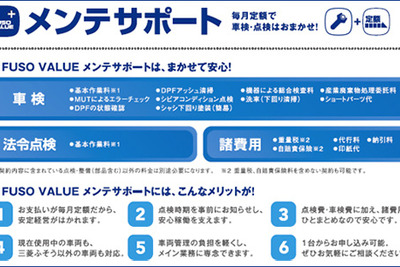 三菱ふそう、毎月定額で車検・点検が受けられるメンテナス商品を発売 画像