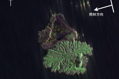 JAXA、航空機搭載Lバンド合成開口レーダ2で小笠原諸島西之島付近に出現した新島を観測 画像