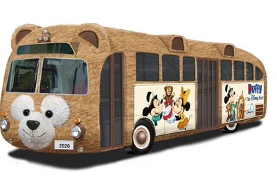 車体も内部もふわふわ！　ダッフィーバスが登場 画像
