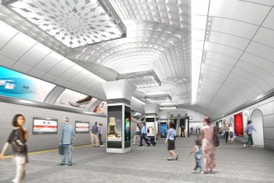 大阪市交通局、御堂筋線梅田駅のアーチ空間リニューアルデザインを発表 画像