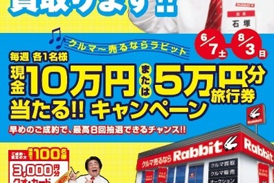 ラビット、現金10万円などが毎週当たるキャンペーン　6月7日から 画像
