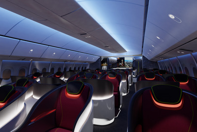ボーイング、777Xの機内インテリアを公開…窓を競合機より15％以上大型化など 画像