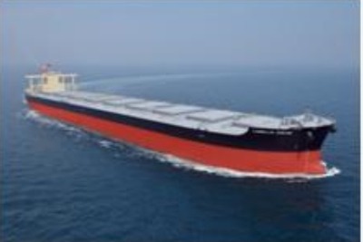 商船三井の大型ばら積み貨物船が進水…衝突安全性の高い鋼板を採用 画像