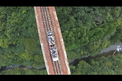 高さ日本一の橋をドローン空撮…高千穂あまてらす鉄道 画像