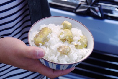 電気自動車で栗ごはんは炊けるのか? 三菱 アウトランダーPHEVで秋の味覚、食べ走り 画像
