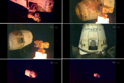 ドラゴン補給船運用4号機、ISSを離脱し太平洋上に無事着水 画像