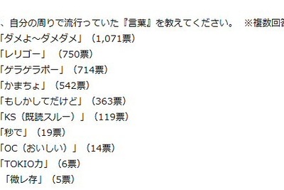 2014年、女子中高生の間で流行った言葉は？ 画像