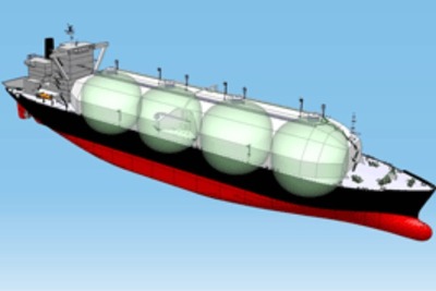 三菱重工、リンゴ形状タンクの次世代LNG運搬船を開発…船幅維持しつつ搭載量16％増 画像
