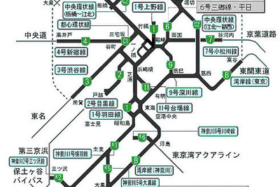 首都高、渋滞状況&所用時間タイムテーブルを公開 画像