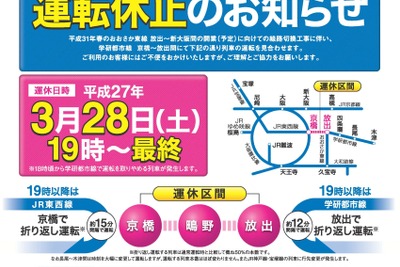 JR西日本、おおさか東線工事で学研都市線運休…3月28日 画像