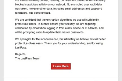 パスワード管理サービスが外部攻撃受ける…アカウント情報流出か 画像