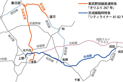東武300系が野田線へ、京成AE100形は再び…年末年始の臨時特急で注目 画像