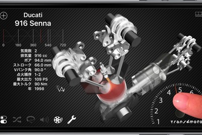 iOS向けエンジンシミュレータアプリ、ドゥカティ デスモドロミックを追加 画像