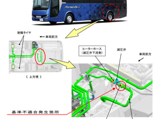 三菱ふそう、大型観光バスをリコール ヒーターホース不具合でオーバーヒートのおそれ 画像