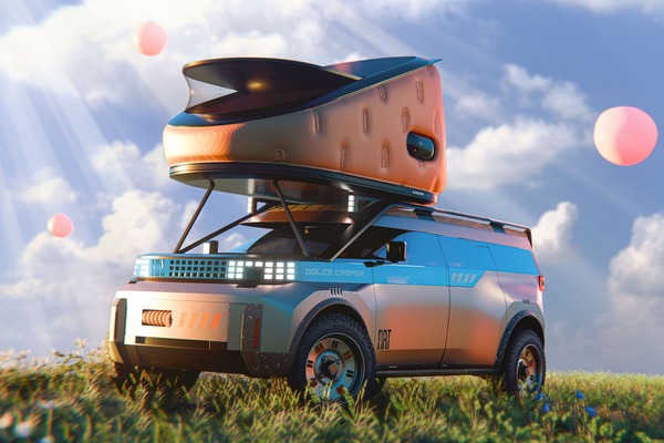 フィアット『ドルチェ・キャンパー』発表、ゆりかごのようなテントがポップアップ…サンパウロモーターショー2025