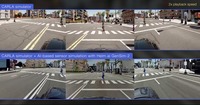 CARLA シミュレータのシミュレーションでテスト走行を実行し（上）、GenSim-2 を利用してセンサーデータを再レンダリング（下）