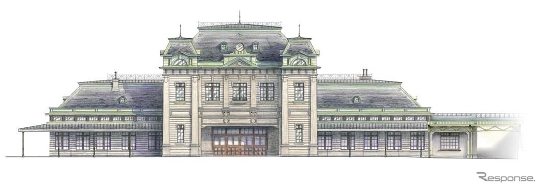 2019年3月に建設時の姿となる門司港駅のイメージ。