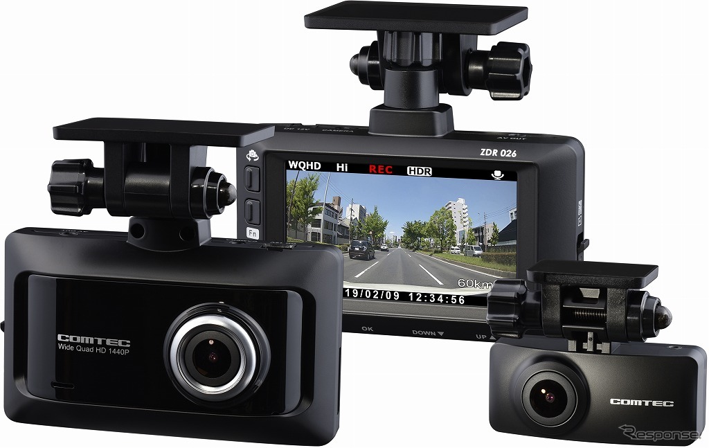 コムテック、370万画素前後2カメラの高画質ドラレコ発売…SONY STARVIS 
