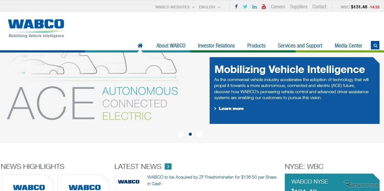 ワブコ（WABCO）社の公式サイト