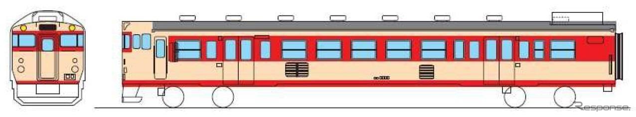 国鉄急行色となるキハ47形のイメージ。