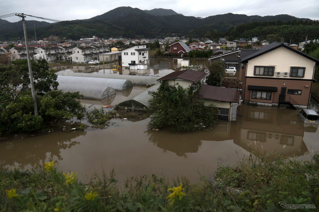 2019年台風19号、宮城県丸森町市内の被災状況（参考画像）