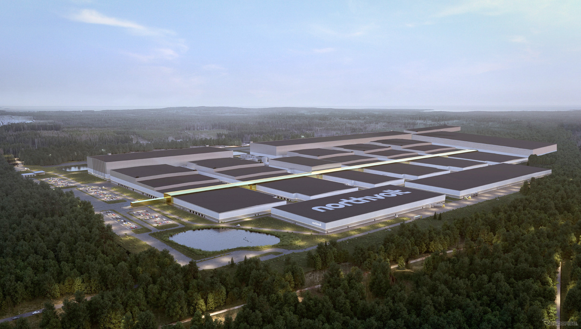 フォルクスワーゲングループが追加出資するスウェーデンの電池メーカーのノースボルトの新工場完成予想イメージ