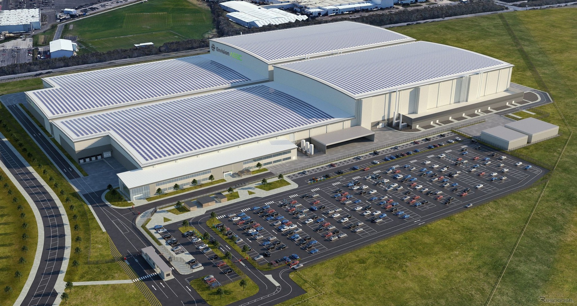日産の英国サンダーランド工場の隣接地にエンビジョンAESCが建設する大規模バッテリー工場「ギガファクトリー」の完成予想図