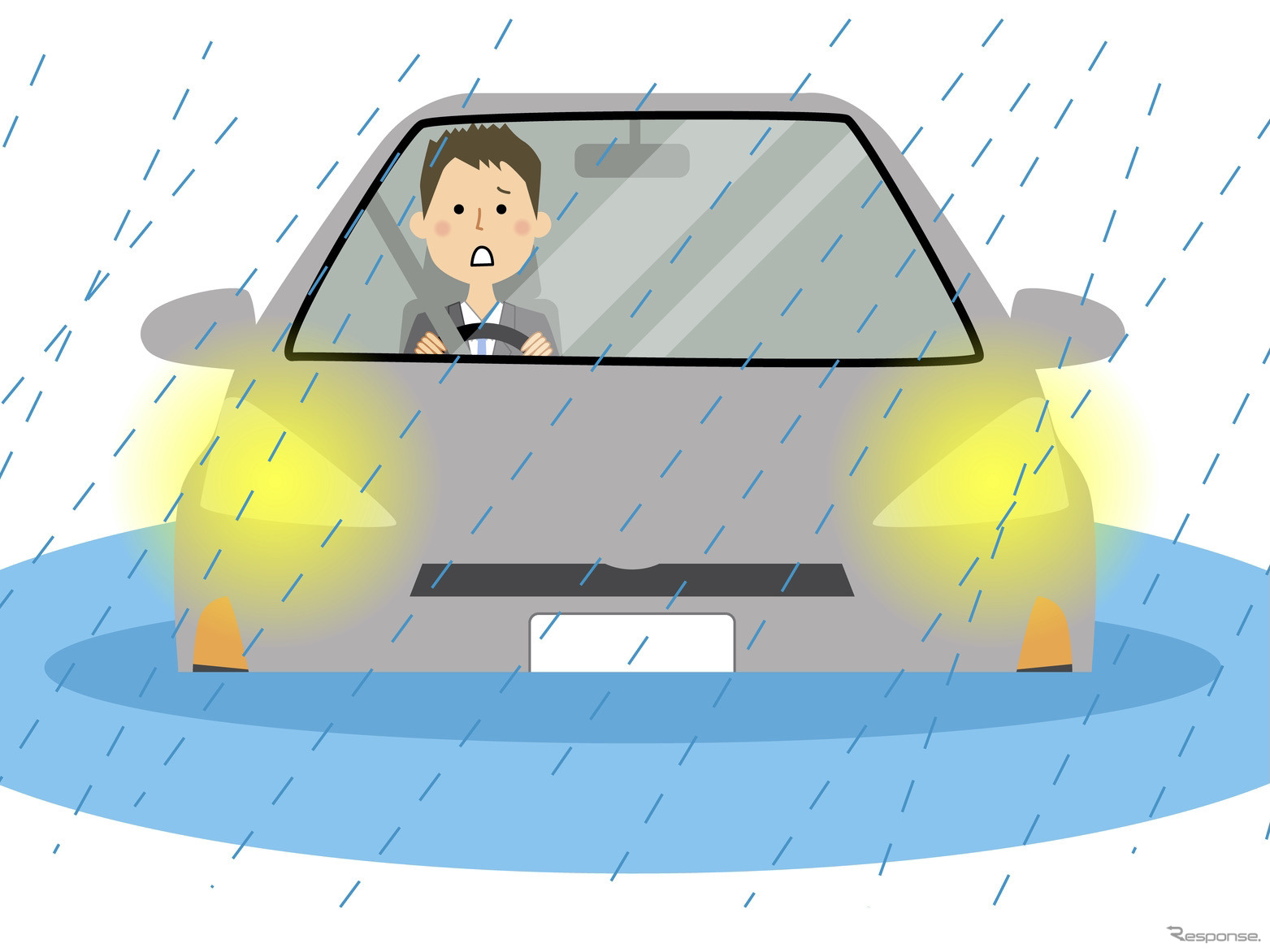 豪雨による自動車の水没イメージ