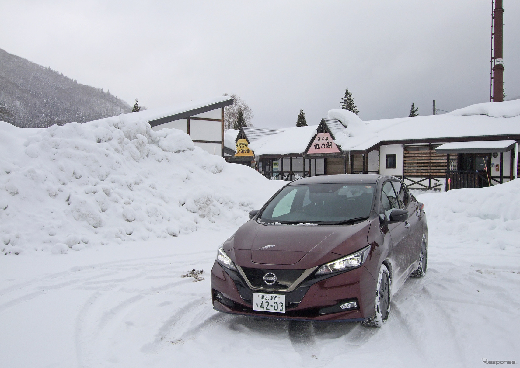 道の駅を発見！！･･･しかし冬季休業中だった。日産 リーフ で冬季1900km試乗。