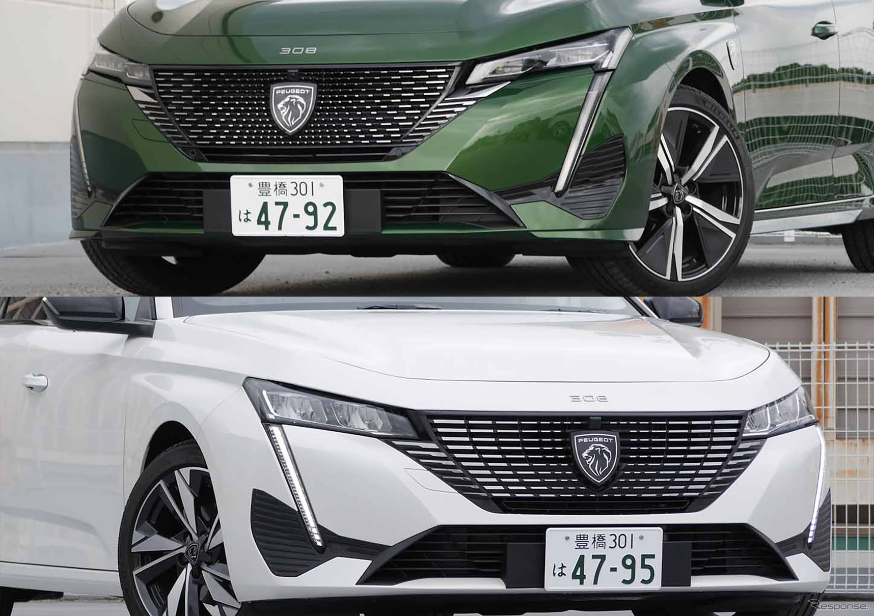 プジョー 308 GT Blue HDi（上）と308アリュール（下）
