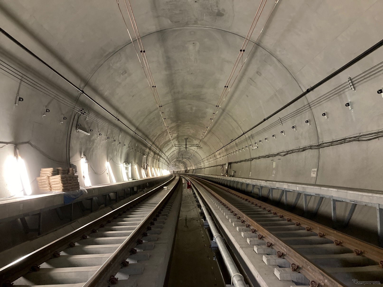 羽沢横浜国大～新横浜間にある羽沢トンネルの工事状況。