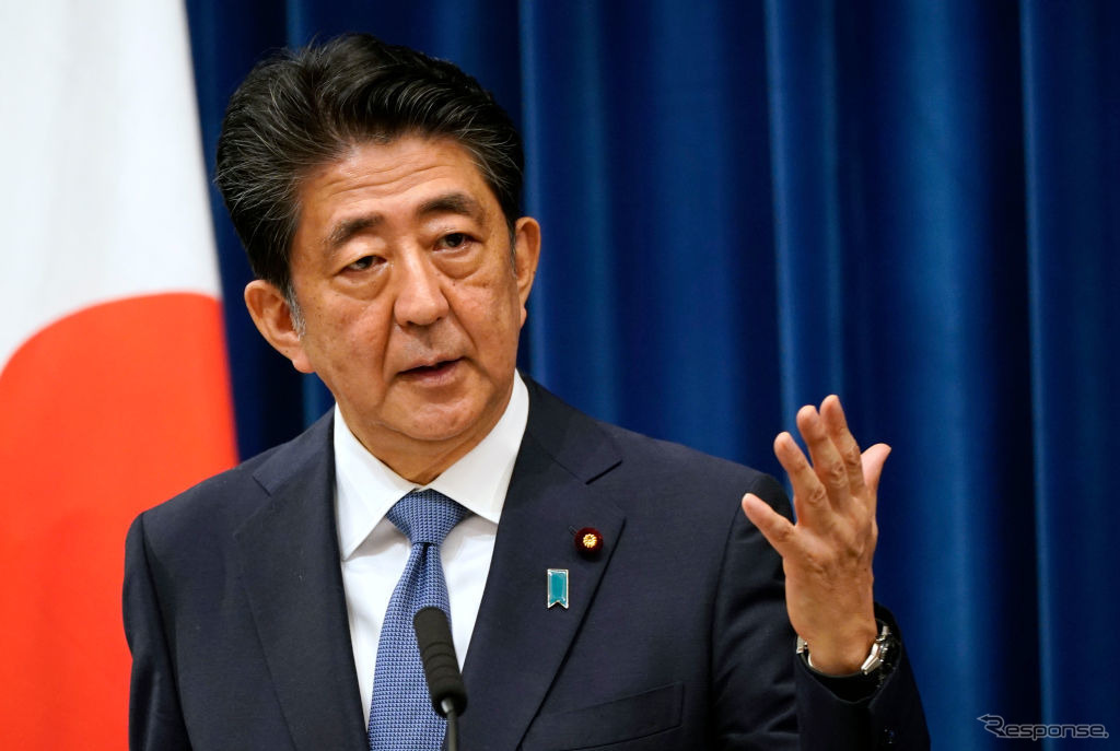 首相退任記者会見での安倍氏（2020年8月）