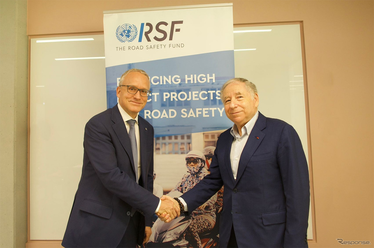国連事務総長ロードセーフティ特使 ジャン・トッド氏（左）とブリヂストン常務執行役員 BSEMIA管掌 BSEMIA Management Board Chair兼CEO兼プレジデント　ローラン・ダルトー氏