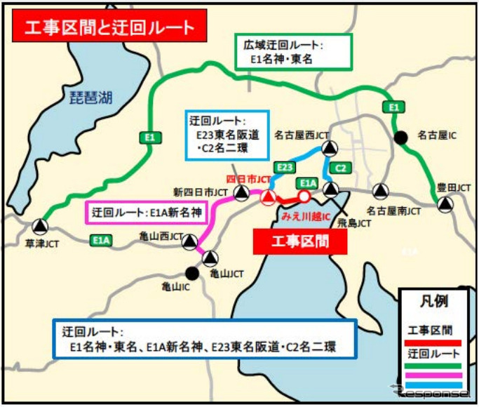 工事区間と迂回ルート