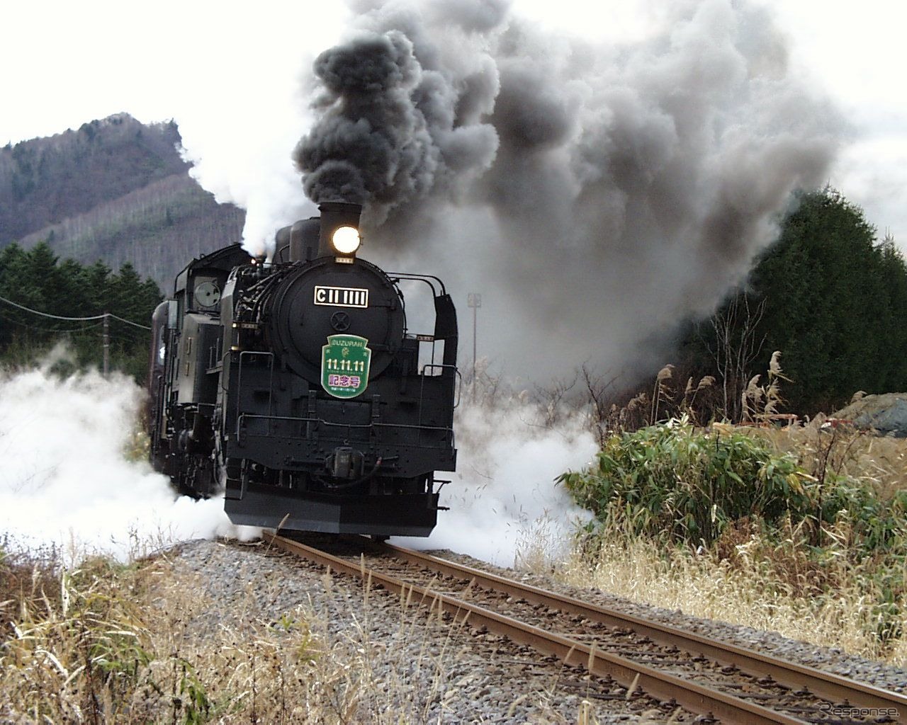 1999年11月11日の日付が元号で「11.11.11」のぞろ目となったことを記念して留萌本線で運行されたSL列車。留萌本線峠下～恵比島。