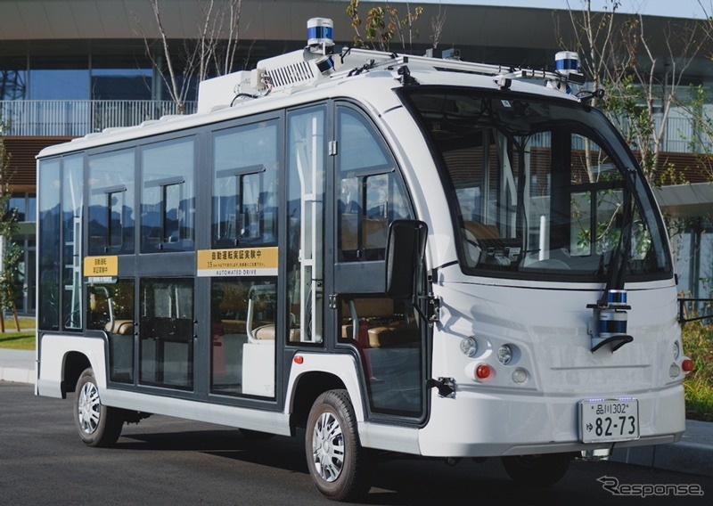 高田松原津波復興祈念公園で運行される自動運転バス