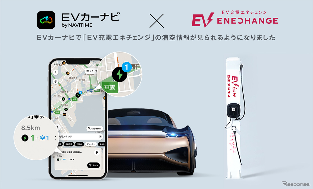 EV充電エネチェンジの満空情報がEVカーナビ by NAVITIMEで確認可能に