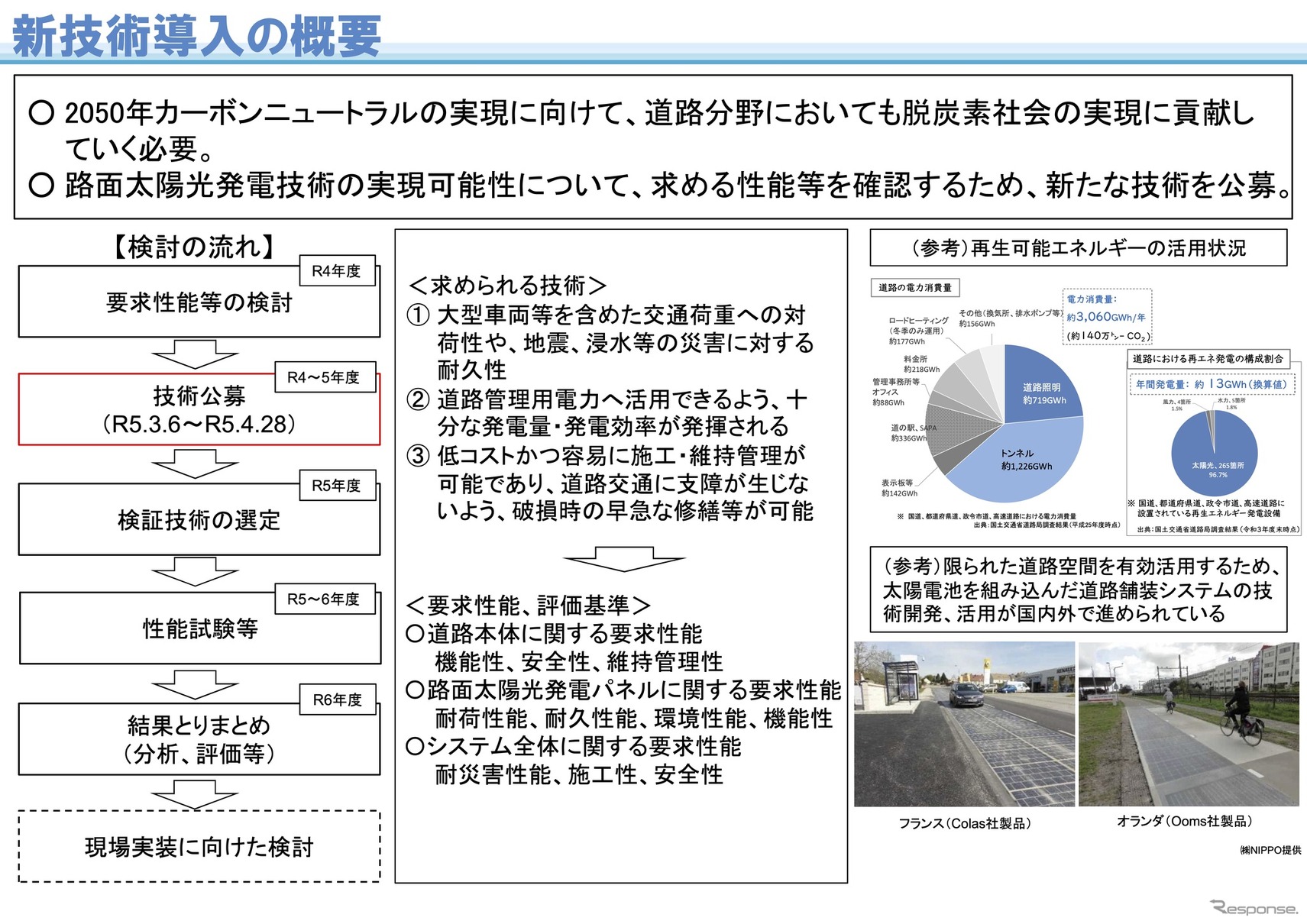 路面太陽光発電技術の実用化に向けた取り組み概要