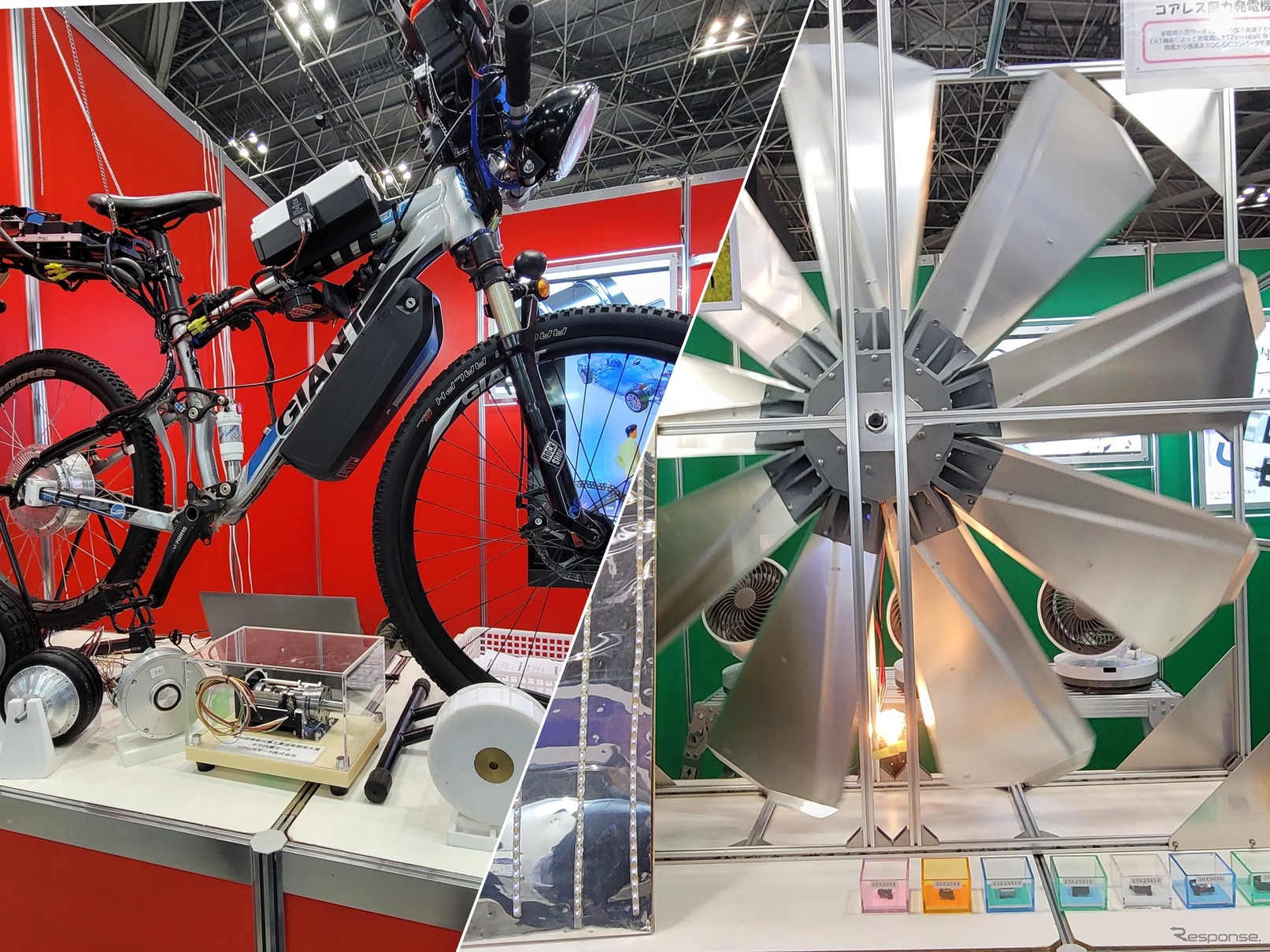 コアレスモータ社のインホイールモーターと風力発電機