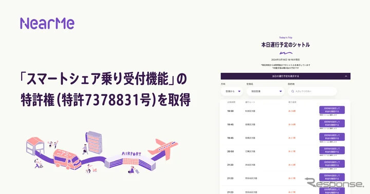 「スマートシェア乗り受付機能」で特許を取得したNearMe