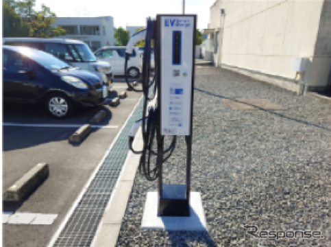 公共施設に設置されたテラチャージのEV充電器